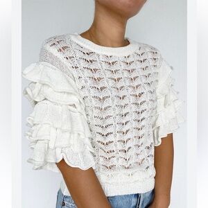 Greylin anthropologie ruffle crochet top